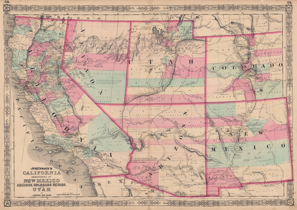 Johnson's California. Territories of New Mexico Arizona Colorado Nevada and Utah. - Main View