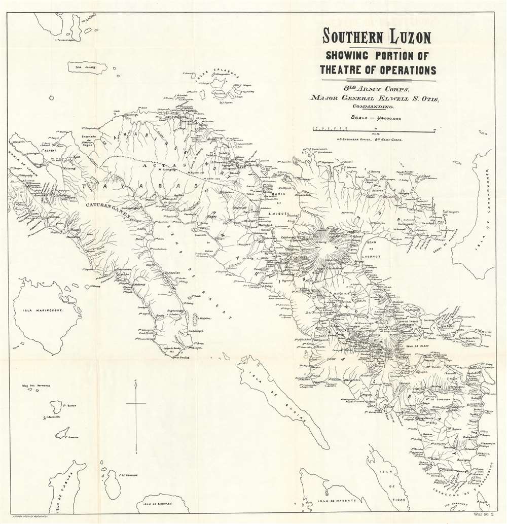 Southern Luzon.  Showing Portion of Theatre of Operations.  8th Army Corps, Major General Elwell S. Otis, Commanding. - Main View