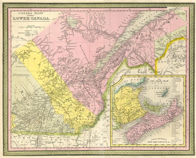 1850 Mitchell Map of Eastern Canada including Quebec