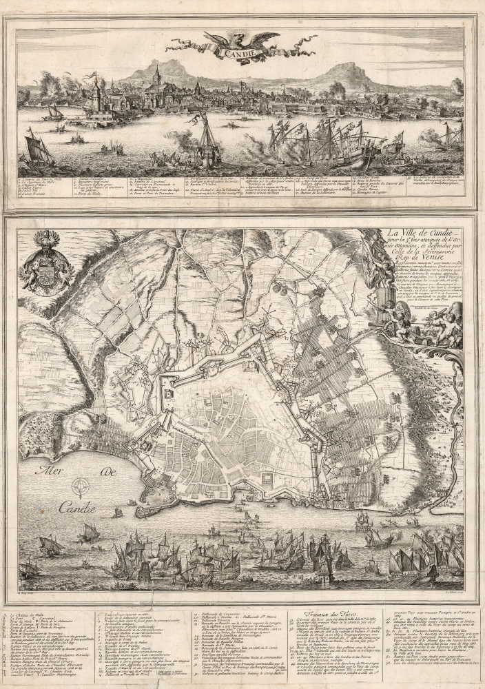 Candie/ La Ville de Candie pour la 3e. sois attaquee de L'armée Ottomane, et deffendue par Celle de la Serenissime Rep: de Venise... 1667, 68 et 69. - Main View