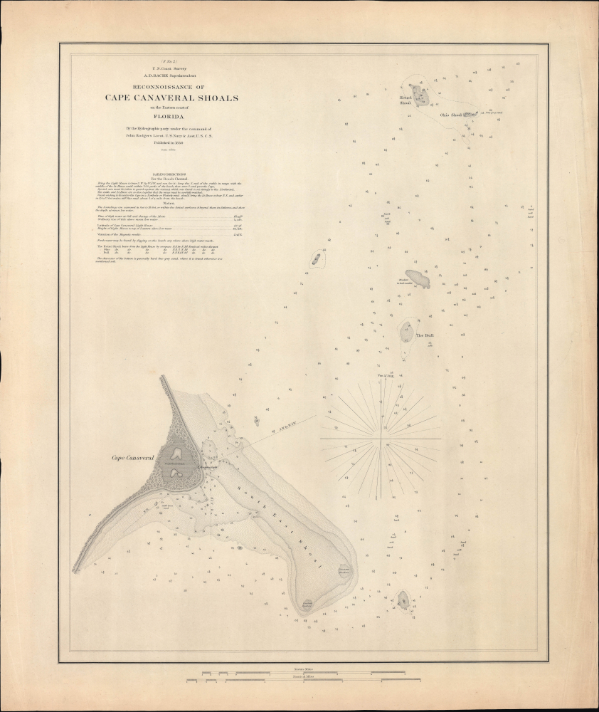 1850 U.S. Coast Survey Chart of Cape Canaveral, Florida, Separate Issue