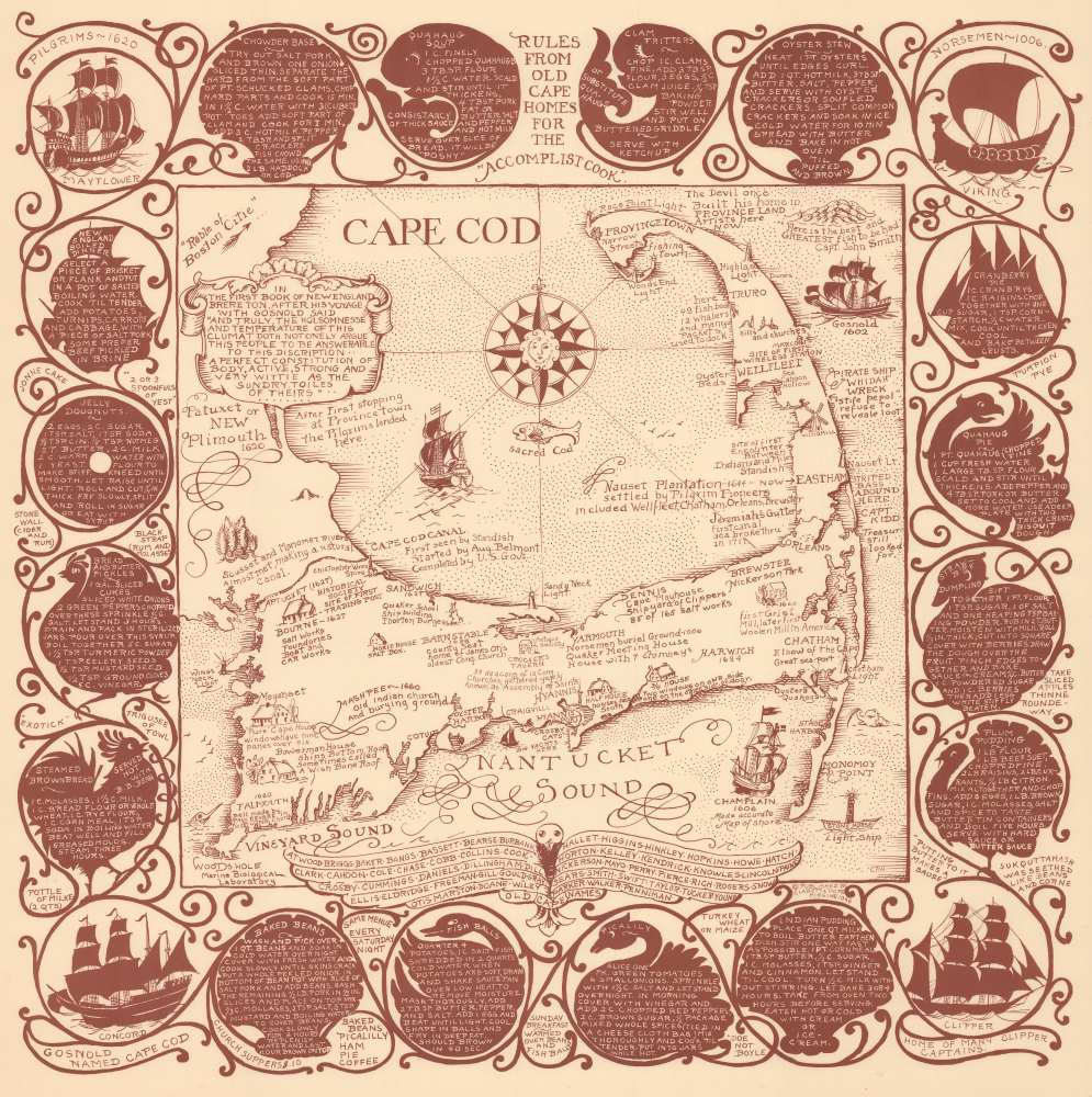 1948 Higgins Pictorial Map of Cape Cod
