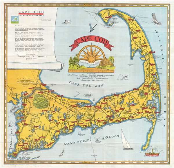 1951 Miller Pictorial Map of Cape Cod