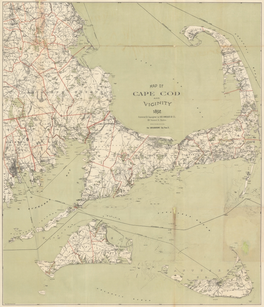 Map of Cape Cod and Vicinity 1892. - Main View