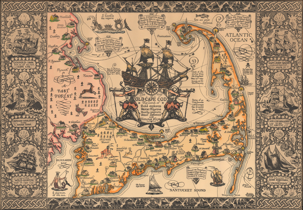 The Map of Old Cape Cod The Land of Bold explorers Heroic Pilgrims Hardy seamen Great fisheries and Famous ships. - Main View