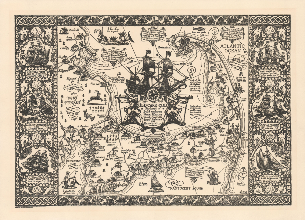 1930 Coulton Waugh Pictorial Map of Cape Cod, Massachusetts