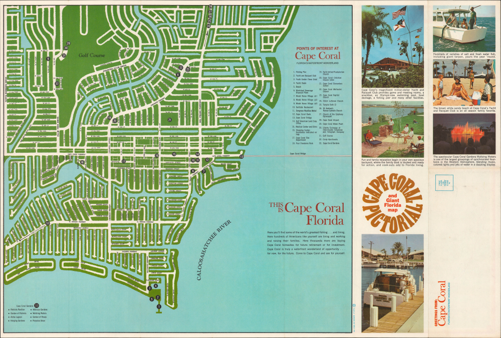 1966 Gulf American Land Corp. / Gousha Map of Cape Coral, Florida