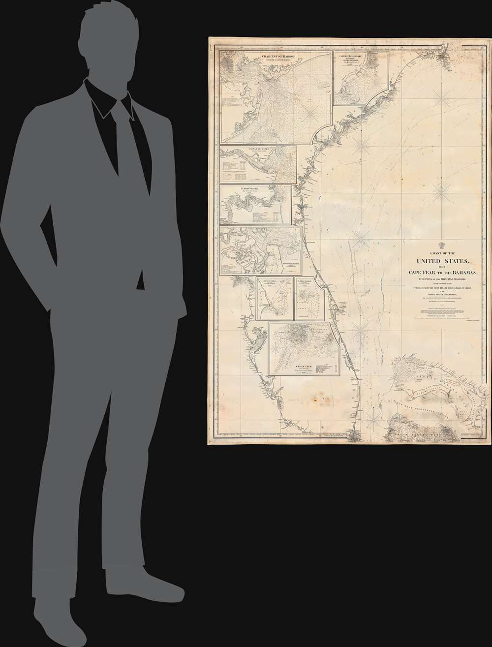 Coast of the United States from Cape Fear to the Bahamas, with plans of the Principal Harbors on an Enlarged Scale; Compiled from the most Recent Surveys, Made by order of the United States Government, and Adjusted by the Latest Astronomical Observations. - Alternate View 1