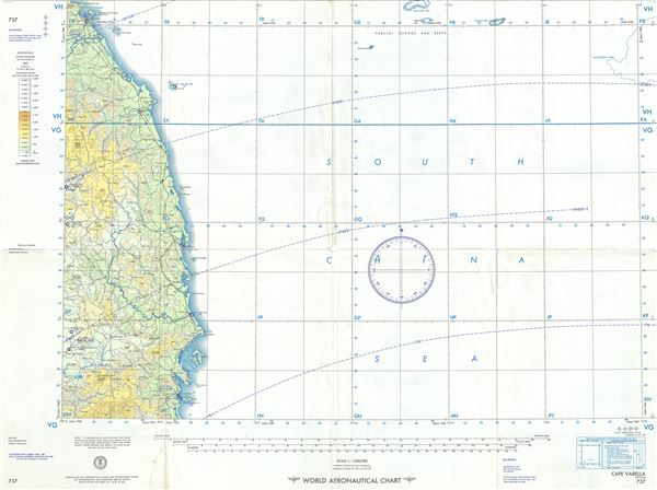 1958 U.S. Air Force Aeronautical Map of the Eastern Coast of Central Vietnam