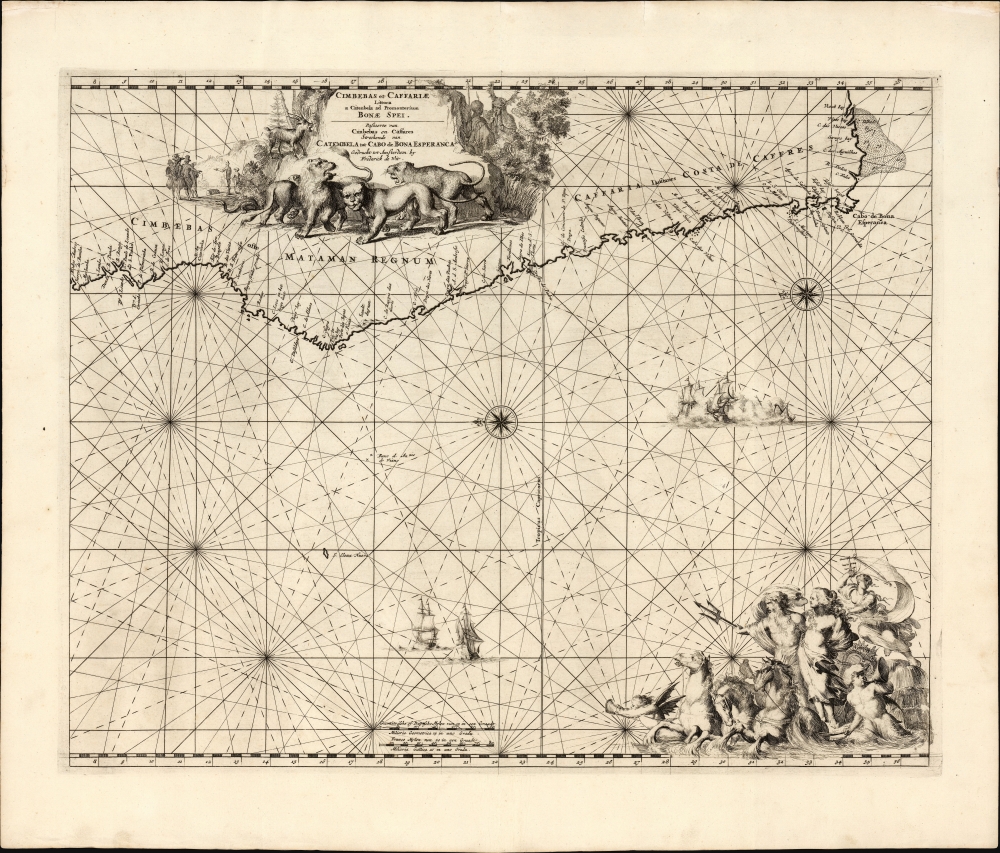 Cimbebas et Caffariae Littora a Catenbela ad Promontorium Bonae Spei/ Pascaerte van Cimbebas en Caffares Streckende van Catembala tot Cabo de Bona Esperanca Gedruckt tot Amsterdam by Frederick de Wit. - Main View