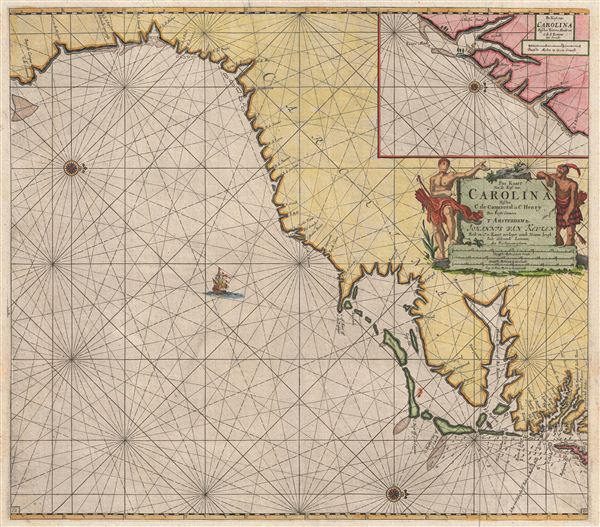 Pas Kaart van de Kust van Carolina tusschen C de Canaveral en C Henry. - Main View