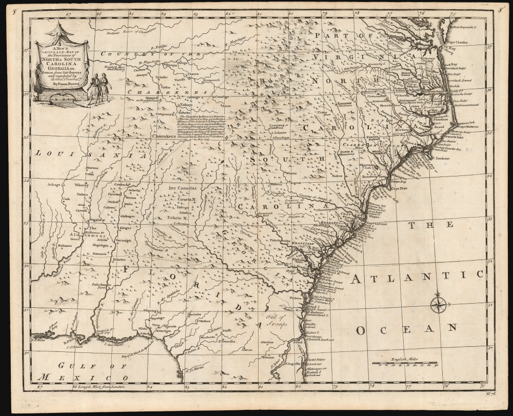 A New and Accurate Map of the Provinces of North and  South Carolina etc. - Main View