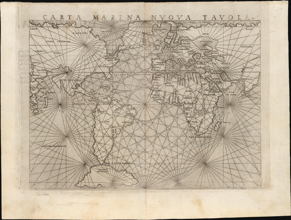 1561 Ruscelli / Gastaldi Mariner's Map of the World