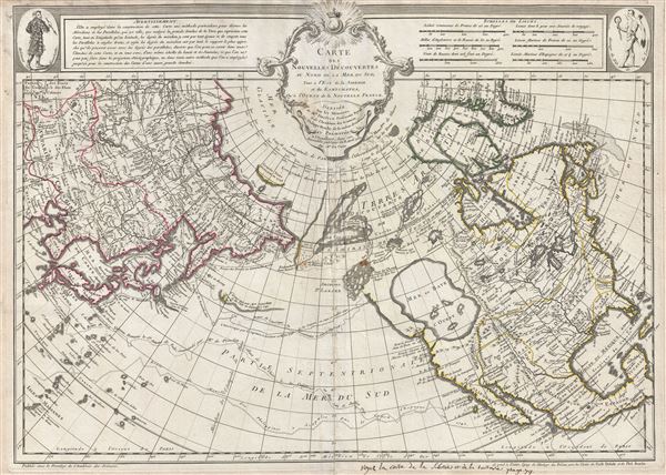 Carte Des Nouvelles Decouvertes au Nord de la Mer de Sud, tant a l'Est de la Syberie et du Kamtchatka, qu'a L'Ouest de la Nouvelle France. - Main View