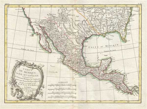 Carte du Mexique ou de la Nlle. Espagne Contenant aussi le Nouveau Mexique, la Californie, avec une Partie des Pays adjacents. - Main View