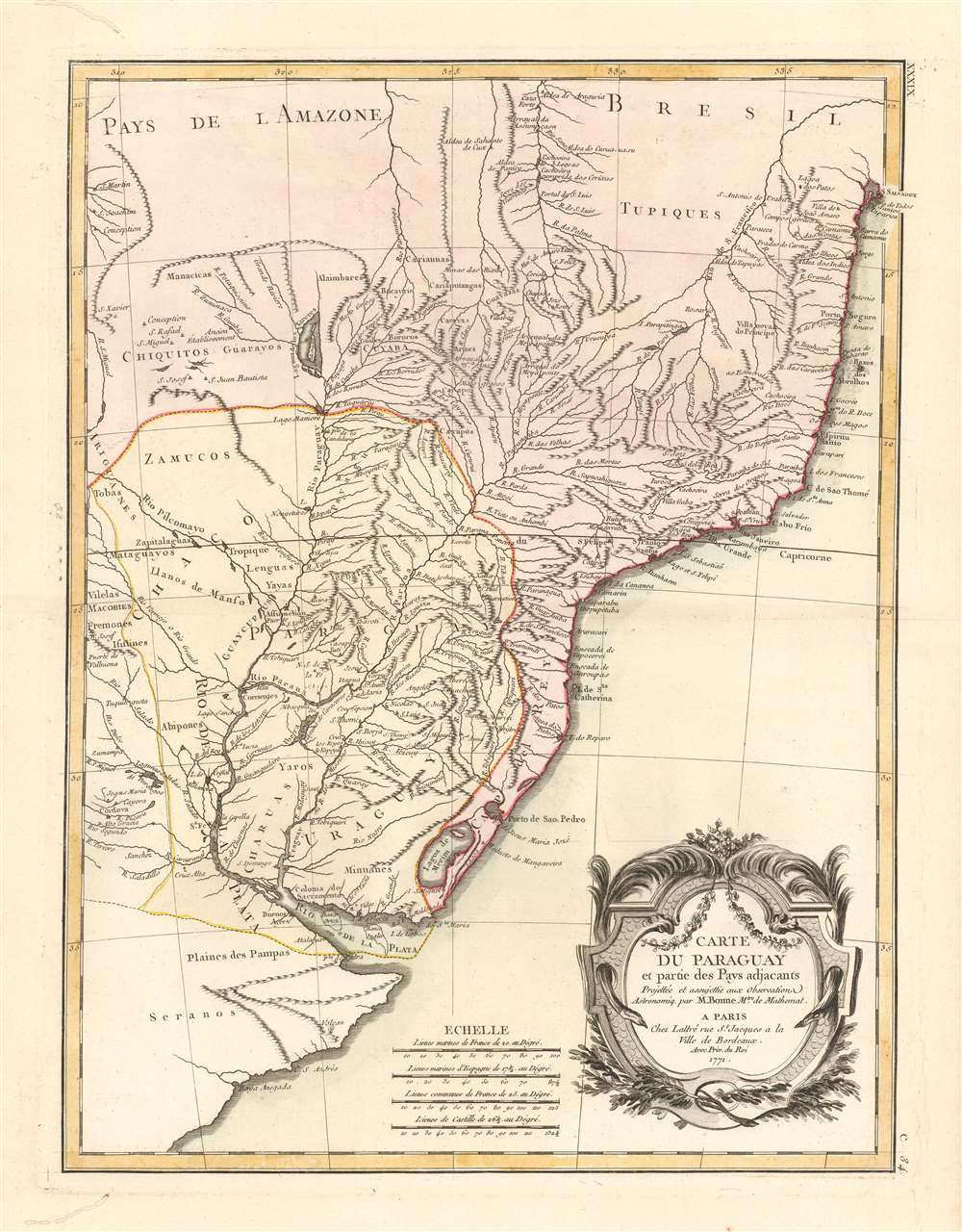 Carte du Paraguay et partie des Pays adjacants. - Main View
