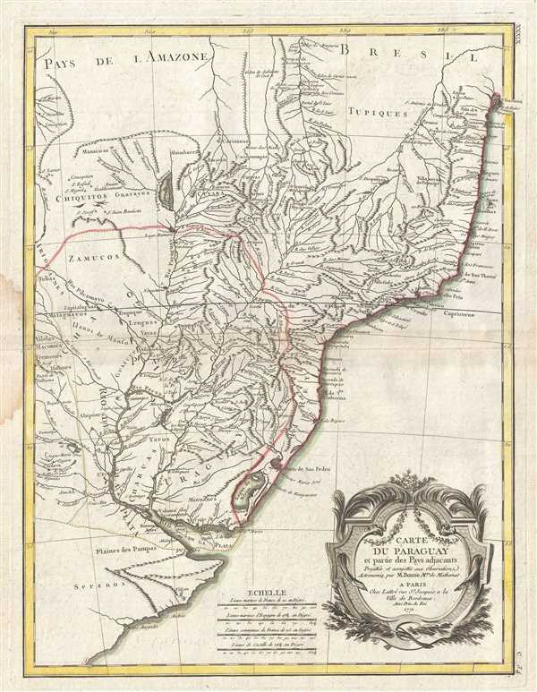 Carte du Paraguay et partie des Pays adjacants. - Main View