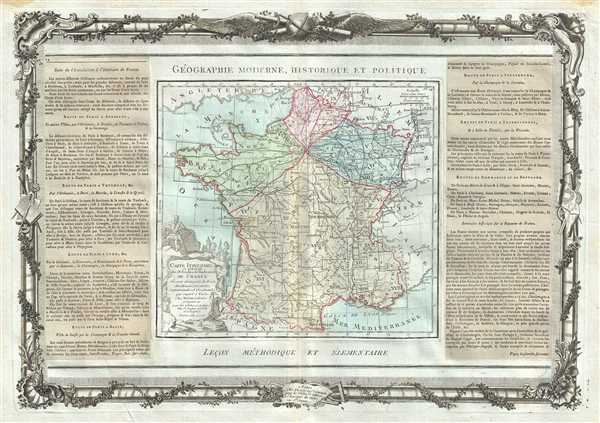 Carte Itineraire et Generale des 18 Feuilles de l'Indicateur De France. - Main View