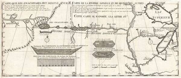 Carte que les Gnacsitares ont Dessine sur / Carte de la Riviere Longue et de quelques Autres qui se Dechargent dans le Grand Fleuve Missisipi. - Main View