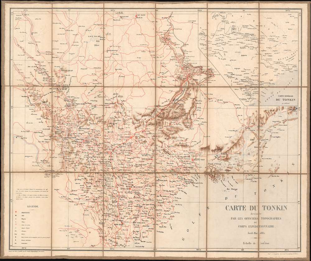 Carte du Tonkin dressée par les officiers topographes du corps expéditionnaire. - Main View