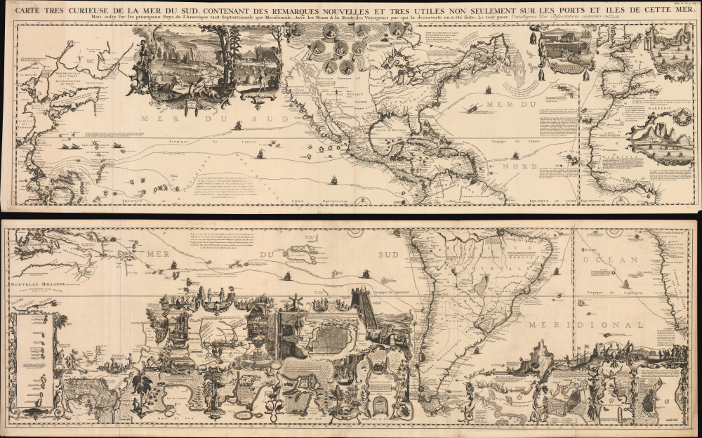 1719 Chatelain Magnificent Map of the Americas and the Pacific