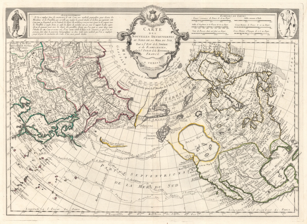 Carte Des Nouvelles Decouvertes au Nord de la Mer de Sud, tant a l'Est de la Syberie et du Kamtchatka, qu'a L'Ouest de la Nouvelle France. - Main View