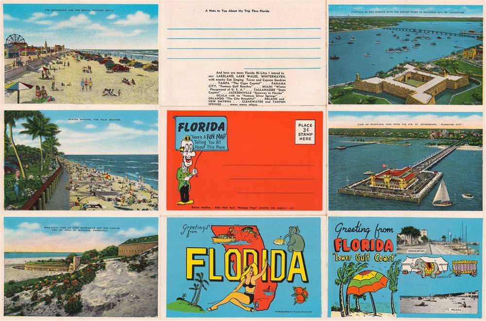 Bill Skacel's Cartoon Map of Florida. - Alternate View 1