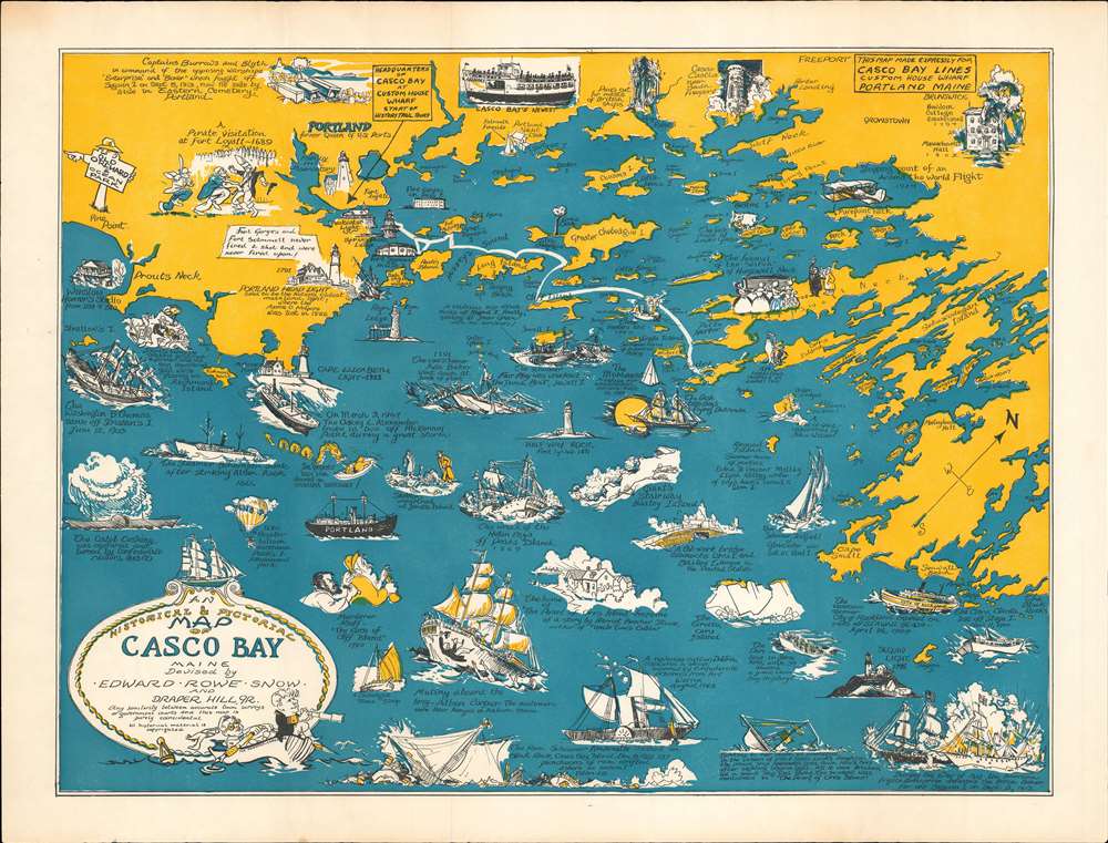 An Historical and Pictorial Map of Casco Bay Maine. - Main View