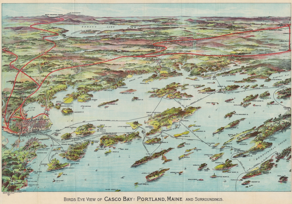 Birds Eye View of Casco Bay: Portland, Maine and Surroundings. - Main View