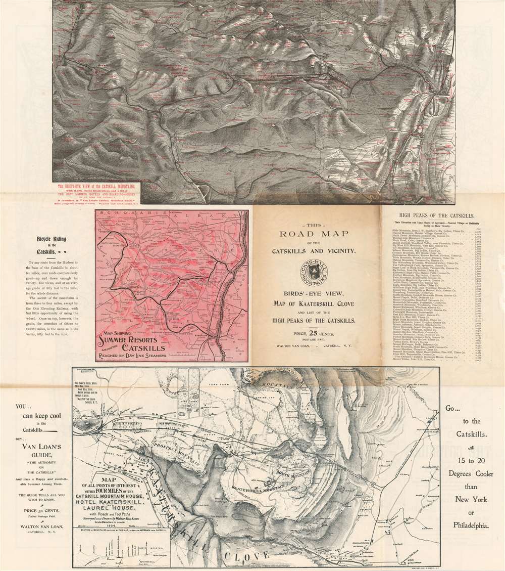 Van Loan's Road Map of the Catskills and Vicinity. - Alternate View 1