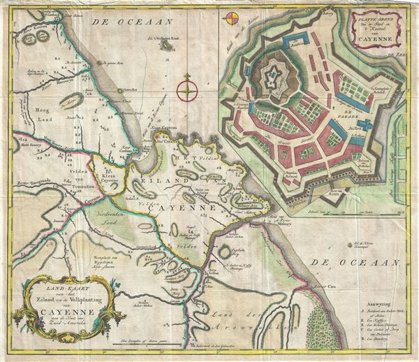 1760 Tirion Map of the Island of Cayenne, French Guyana