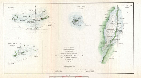 Sketch F No. 2 Showing the Progress of the Survey of Cedar Keys, Bahia Honda, Key Biscayne Key West & Dry Tortugas In Section No. VI 1849-52. - Main View