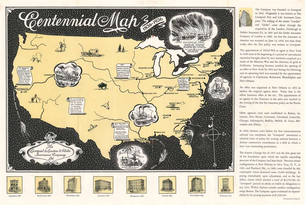 Centennial Map 1836 - 1936. - Main View