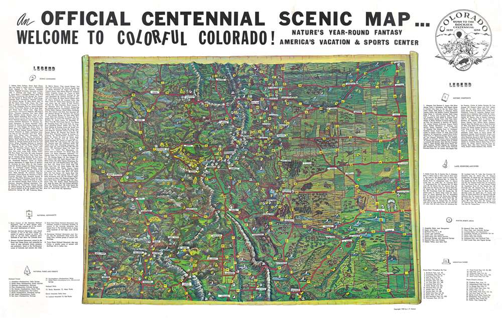 An Official Centennial Scenic Map...Welcome to Colorful Colorado! Nature's Year-Round Fantasy. America's Vacation and Sports Center. - Main View