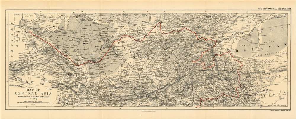 Map of Central Asia Showing the Route of the Earl of Dunmore 1892-3. - Main View