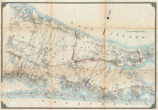 Map of Long Island Based upon Recent U.S. Coast Surveys, Together with Local Maps on File. Supplemented by Careful Territorial Observations.  [Suffolk County, Brookhaven, Rivrhead, Southampton]. - Main View