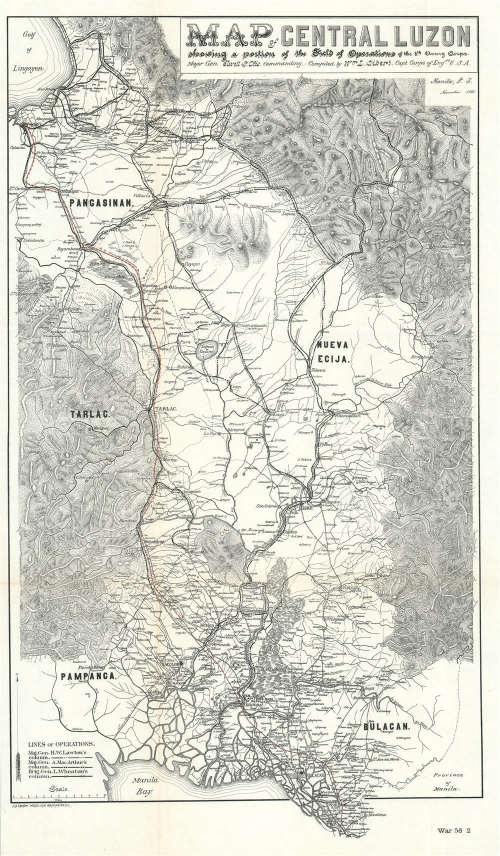 Map of Central Luzon showing a portion of the Field of Operations of the 8th Army Corps. - Main View