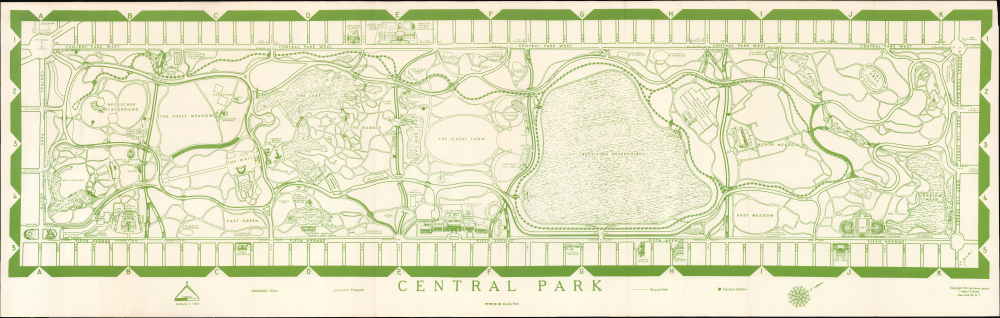 1961 Jacobs Map of Central Park, New York City