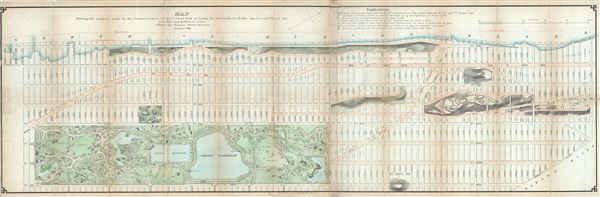 Map Showing the progress made by the Commissioners of the Central Park in laying out Streets, Roads, Public Squares and Places and new Pier and Bulkhead Lines within the district shown thereon. - Main View