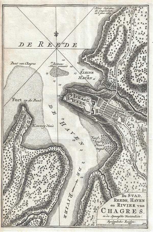 1765 Isaak Tirion Map of Chagres, Panama