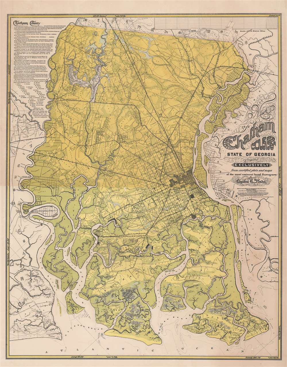 Chatham County State of Georgia Compiled Exclusively from certified plats and maps of the most eminent local surveyors by Charles G. Platon. - Main View