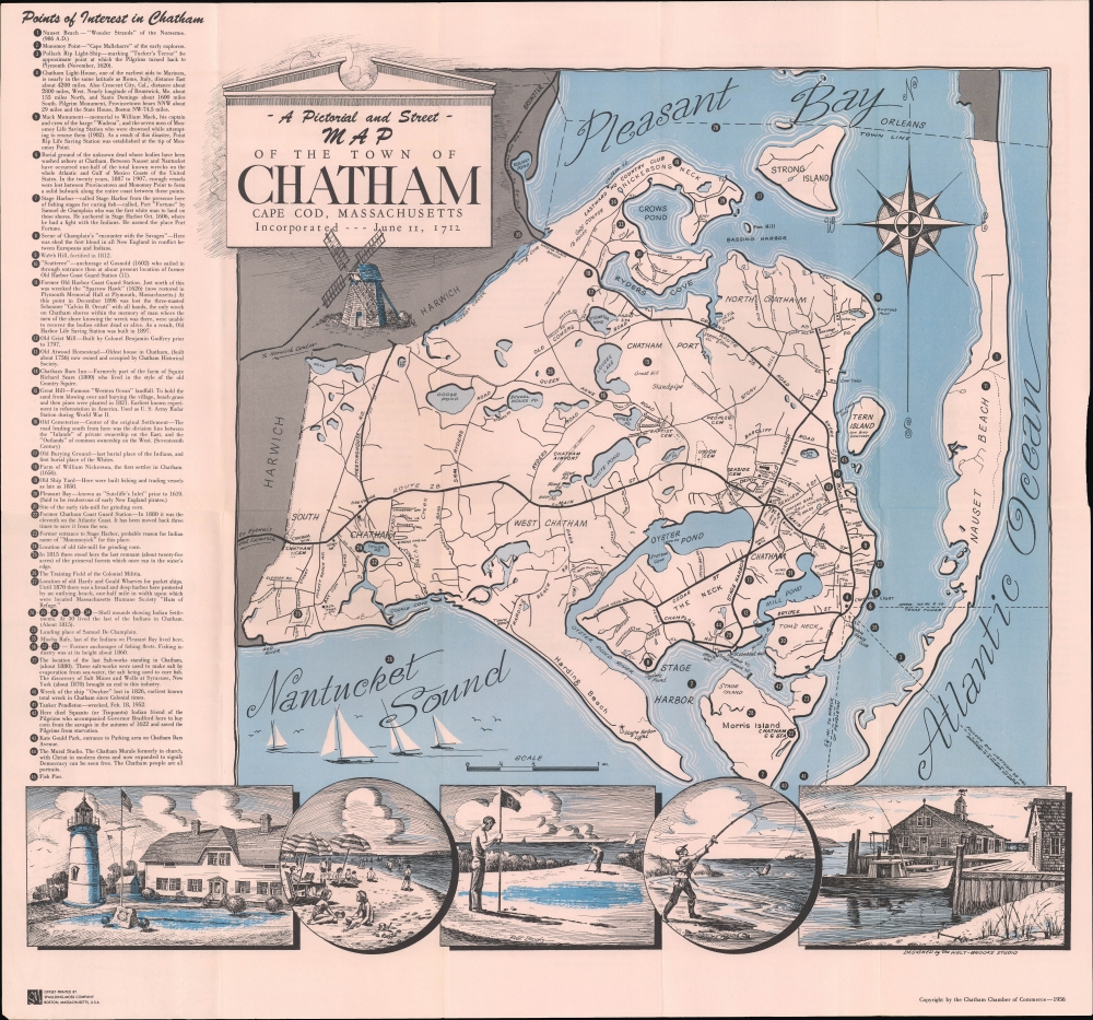 A Pictorial and Street Map of the Town of Chatham Cape Cod, Massachusetts Incorporated --- June 11, 1712. - Main View