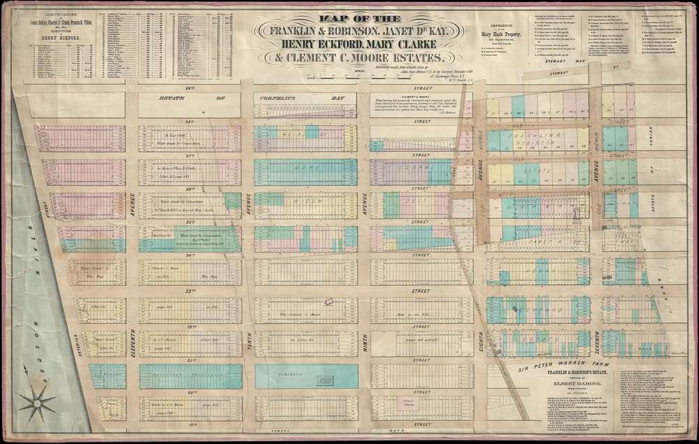 Map of the Franklin and Robinson, Janet De Kay, Henry Eckford, Mary Clarke and Clement C. Moore Estates. - Main View