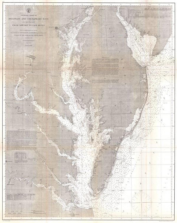 General Chart of Delaware and Chesapeake Bays and the Sea Coast from Cape May to Cape Henry. - Main View