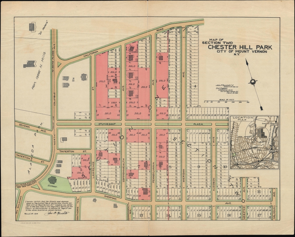 Map of Section Two Chester Hill Park City of Mount Vernon N.Y. - Main View