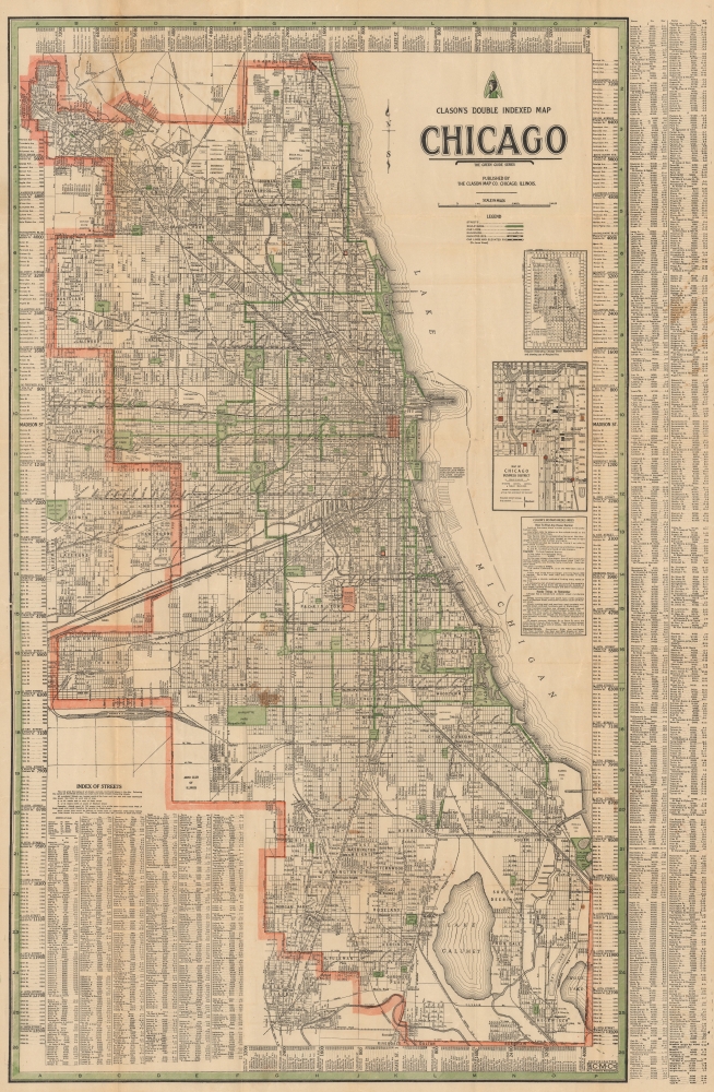 Clason's Double Indexed Map of Chicago. / Clason's Chicago Map. - Main View
