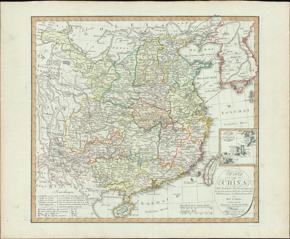 1804 Adolf Stieler Map of China and Korea
