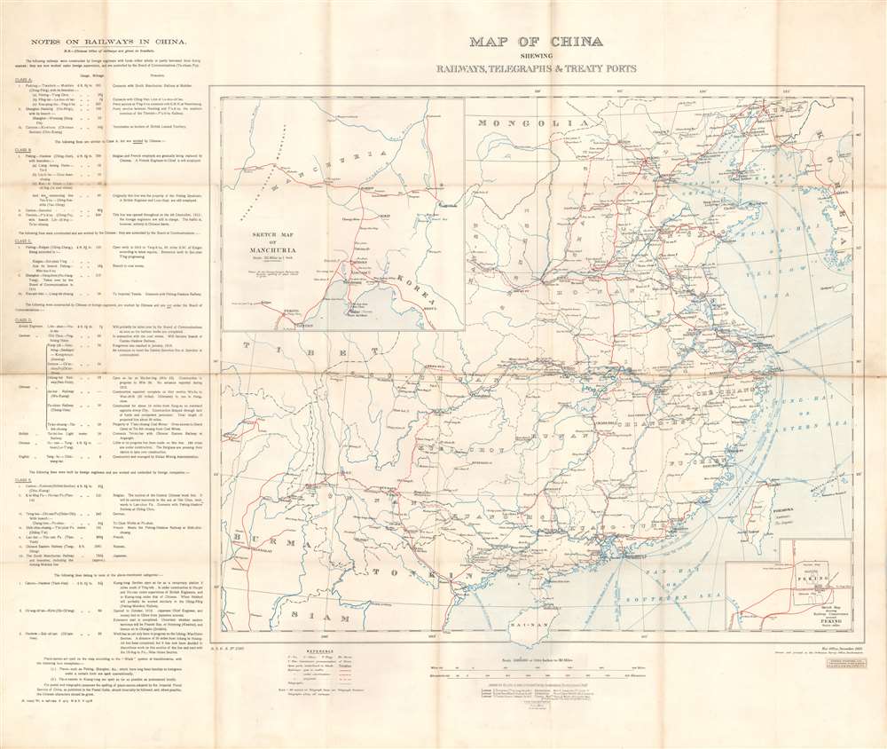 Map of China Shewing Railways, Telegraphs, and Treaty Ports. - Main View