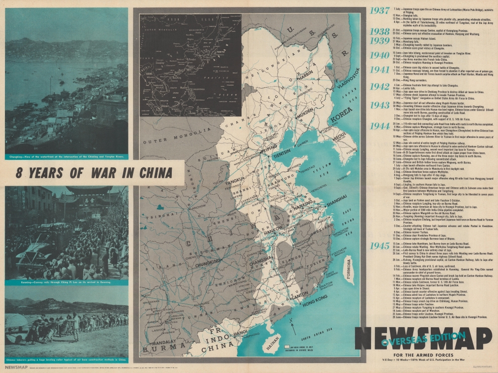 Newsmap for the Armed Forces, Overseas Edition : V-E Day + 10 weeks : 187th week of U.S. participation in the war. 8 Years of War in China. - Main View