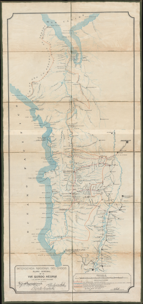 1924 White Map of Chocó Department, Colombia